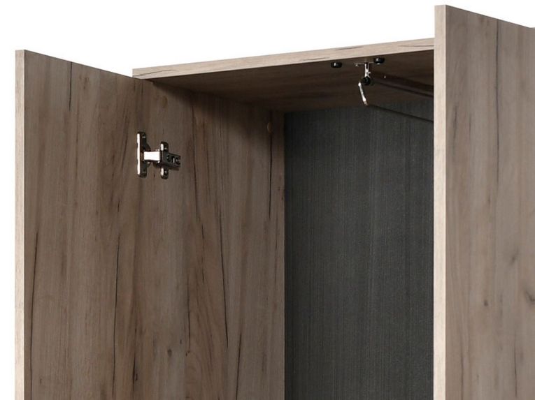 Guardaroba 2 Ante Marrone Rovere Nodi Marrone Noce un Ripiano Appendiabiti 67.5x195h cm, Apertura Battente - Pinasca