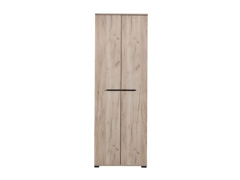 Guardaroba 2 Ante Marrone Rovere Nodi Marrone Noce un Ripiano Appendiabiti 67.5x195h cm, Apertura Battente - Pinasca