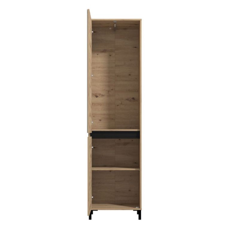 Guardaroba 2 Ante Marrone Rovere Nodi Nero Appendiabiti 2 Ripiani 54.5x205.5h cm, 2 Ante - Monta