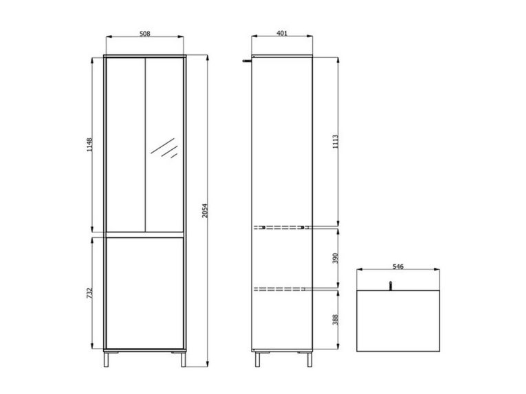 Guardaroba 2 Ante Marrone Rovere Nodi Nero Appendiabiti 2 Ripiani 54.5x205.5h cm, 2 Ante - Monta