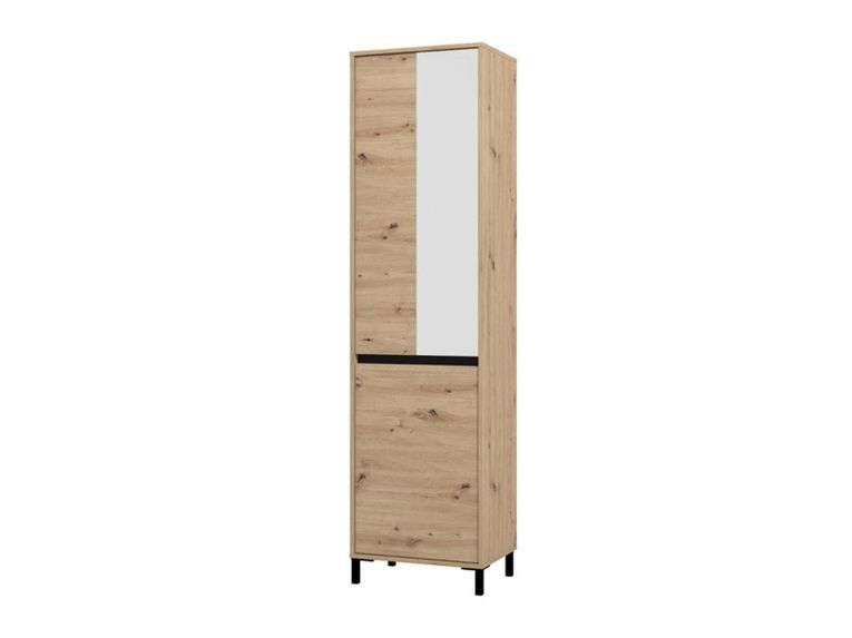 Guardaroba 2 Ante Marrone Rovere Nodi Nero Appendiabiti 2 Ripiani 54.5x205.5h cm, 2 Ante - Monta