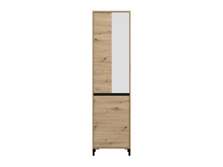 Guardaroba 2 Ante Marrone Rovere Nodi Nero Appendiabiti 2 Ripiani 54.5x205.5h cm, 2 Ante - Monta