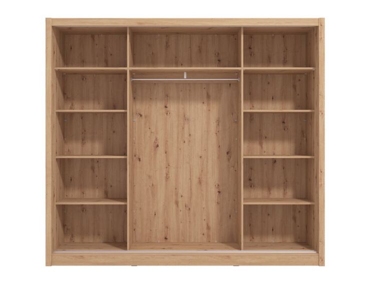 Guardaroba 2 Ante Marrone Rovere Nodi Nero Appendiabiti 9 Ripiani 242x215.5h cm, 2 Ante - Sergnano