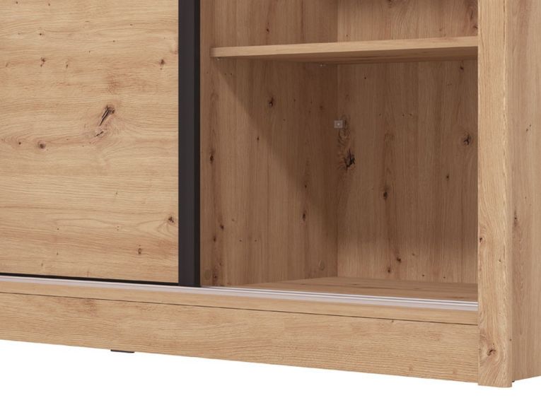 Guardaroba 2 Ante Marrone Rovere Nodi Nero Appendiabiti 9 Ripiani 242x215.5h cm, 2 Ante - Sergnano