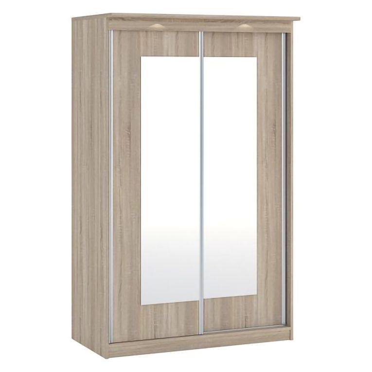 Guardaroba 2 Ante Marrone Rovere Traparente Appendiabiti 2 Ripiani 120x195h cm, 2 Ante - Lesela