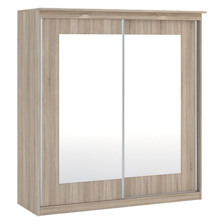 Guardaroba 2 Ante Marrone Rovere Traparente Appendiabiti 5 Ripiani 180x195h cm, 2 Ante - Lesale