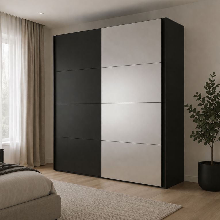 Guardaroba 2 ante nero 182x220h cm - Seraphin