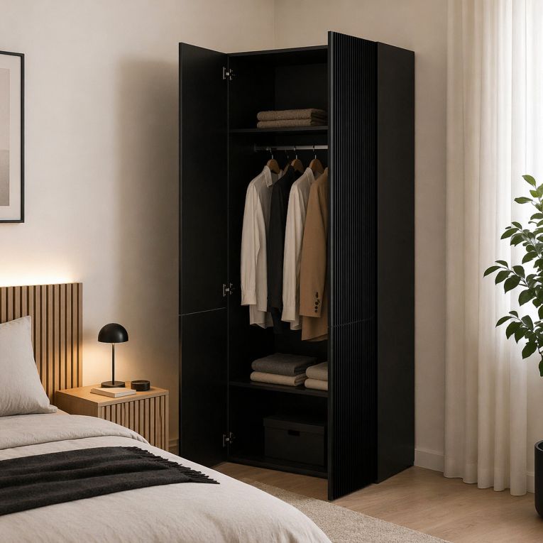 Guardaroba 2 ante nero 90x198h cm - Caiazzo