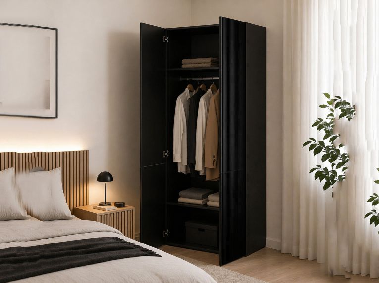 Guardaroba 2 ante nero 90x198h cm - Caiazzo
