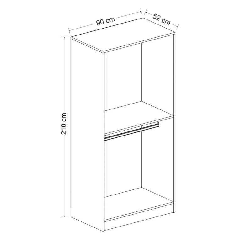 Guardaroba 2 Ante Nero Antracite Appendiabiti un Ripiano 90x210h cm, 2 Ante - Moconesi