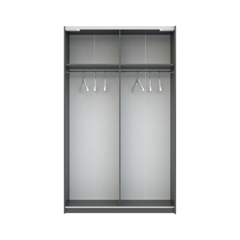 Guardaroba 2 Ante Nero Antracite Beige Cashmere 2 Ripiani Appendiabiti 120x204h cm, 2 Ante - Maba