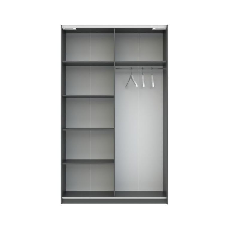 Guardaroba 2 Ante Nero Antracite Beige Cashmere 2 Ripiani Appendiabiti 120x204h cm, 2 Ante - Maba