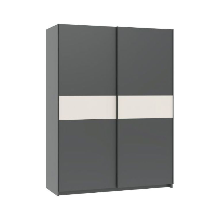 Guardaroba 2 Ante Nero Antracite Beige Cashmere 2 Ripiani Appendiabiti 150x204h cm, 2 Ante - Manita