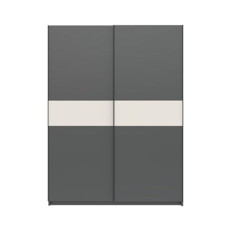 Guardaroba 2 Ante Nero Antracite Beige Cashmere 2 Ripiani Appendiabiti 150x204h cm, 2 Ante - Manita