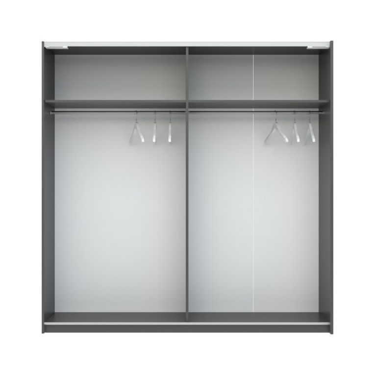 Guardaroba 2 Ante Nero Antracite Beige Cashmere 2 Ripiani Appendiabiti 200x204h cm, 2 Ante - Nalika