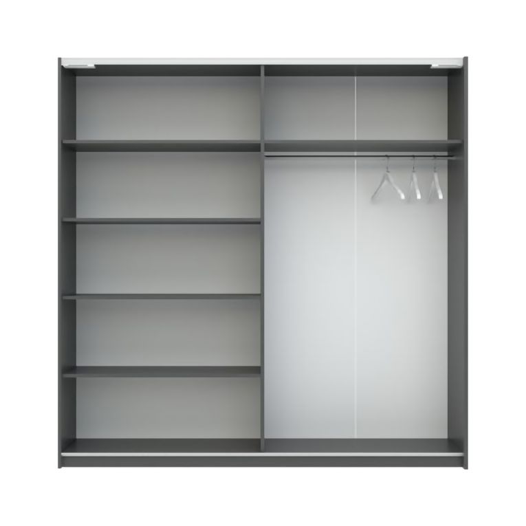 Guardaroba 2 Ante Nero Antracite Beige Cashmere 2 Ripiani Appendiabiti 200x204h cm, 2 Ante - Nalika
