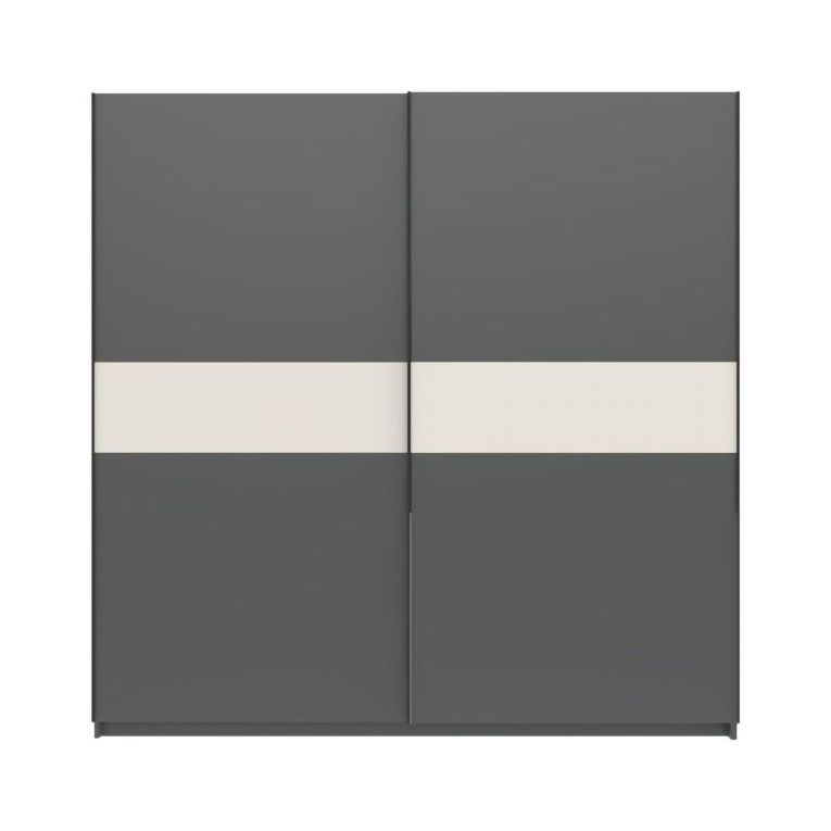 Guardaroba 2 Ante Nero Antracite Beige Cashmere 2 Ripiani Appendiabiti 200x204h cm, 2 Ante - Nalika