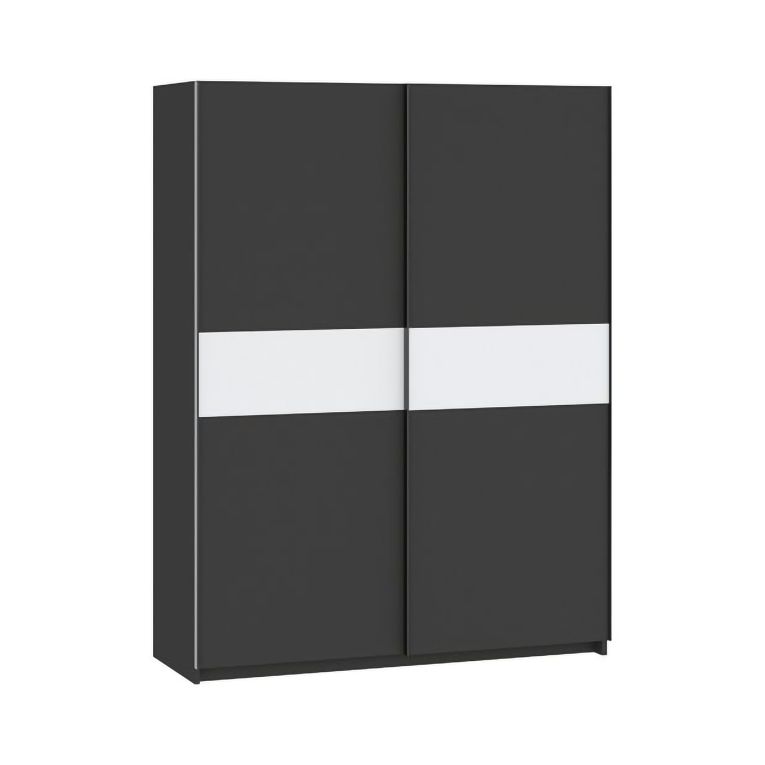Guardaroba 2 Ante Nero Antracite Bianco 2 Ripiani Appendiabiti 150x204h cm, 2 Ante - Manita