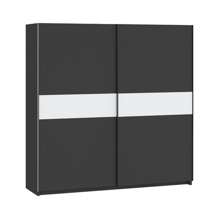 Guardaroba 2 Ante Nero Antracite Bianco 2 Ripiani Appendiabiti 200x204h cm, 2 Ante - Nalika