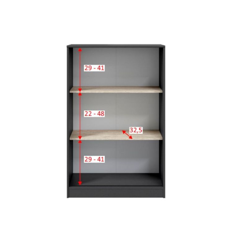 Guardaroba 2 Ante Nero Antracite Marrone Rovere 2 Ripiani 2 Ante 77x119h cm, Apertura Scorrevole - Stelvio