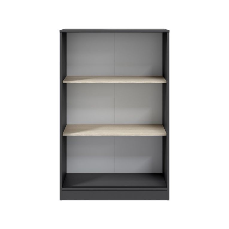 Guardaroba 2 Ante Nero Antracite Marrone Rovere 2 Ripiani 2 Ante 77x119h cm, Apertura Scorrevole - Stelvio