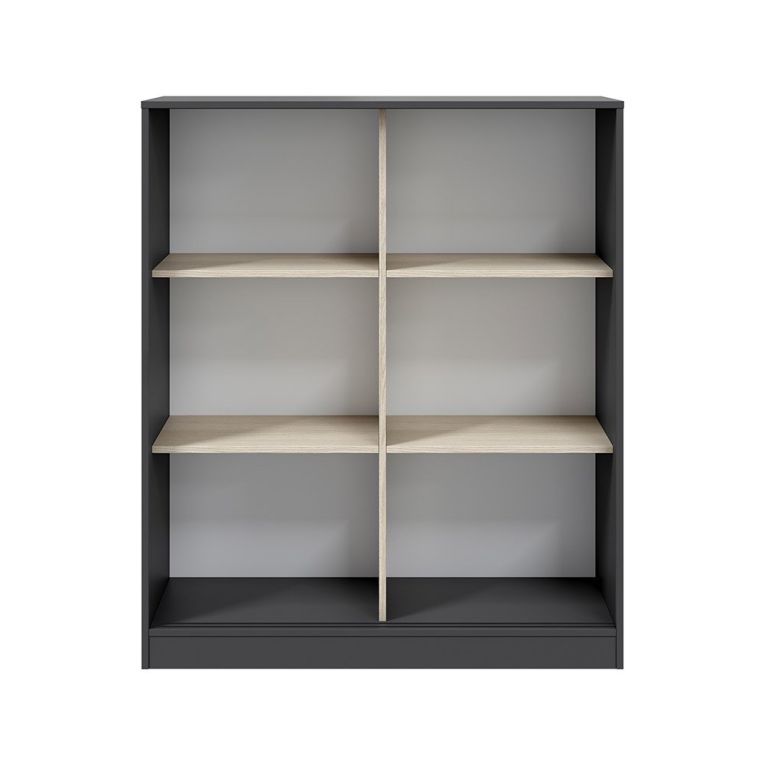 Guardaroba 2 Ante Nero Antracite Marrone Rovere 4 Ripiani 2 Ante 100x119h cm, Apertura Scorrevole - Resana