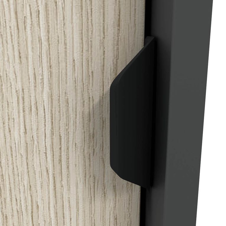 Guardaroba 2 Ante Nero Antracite Marrone Rovere 4 Ripiani 2 Ante 100x119h cm, Apertura Scorrevole - Resana