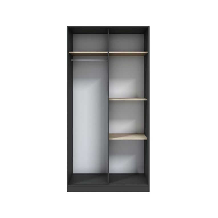 Guardaroba 2 Ante Nero Antracite Marrone Rovere 4 Ripiani Appendiabiti 100x200h cm, 2 Ante - Orgosolo