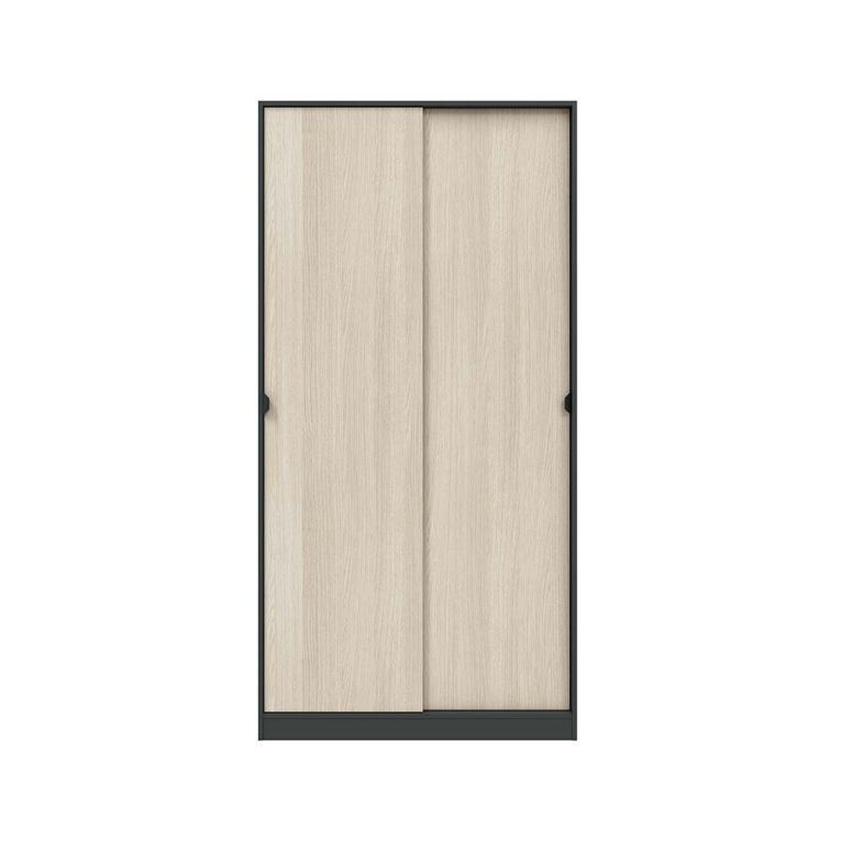 Guardaroba 2 Ante Nero Antracite Marrone Rovere 4 Ripiani Appendiabiti 100x200h cm, 2 Ante - Orgosolo