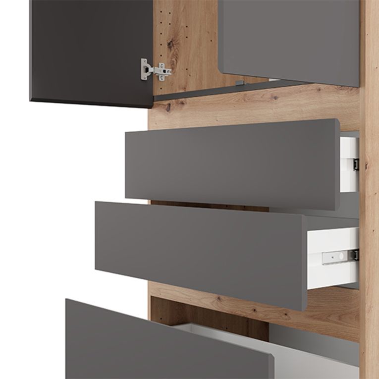 Guardaroba 2 Ante Nero Antracite Marrone Rovere Nodi Appendiabiti un Ripiano 79x208h cm, 2 Ante - Venas