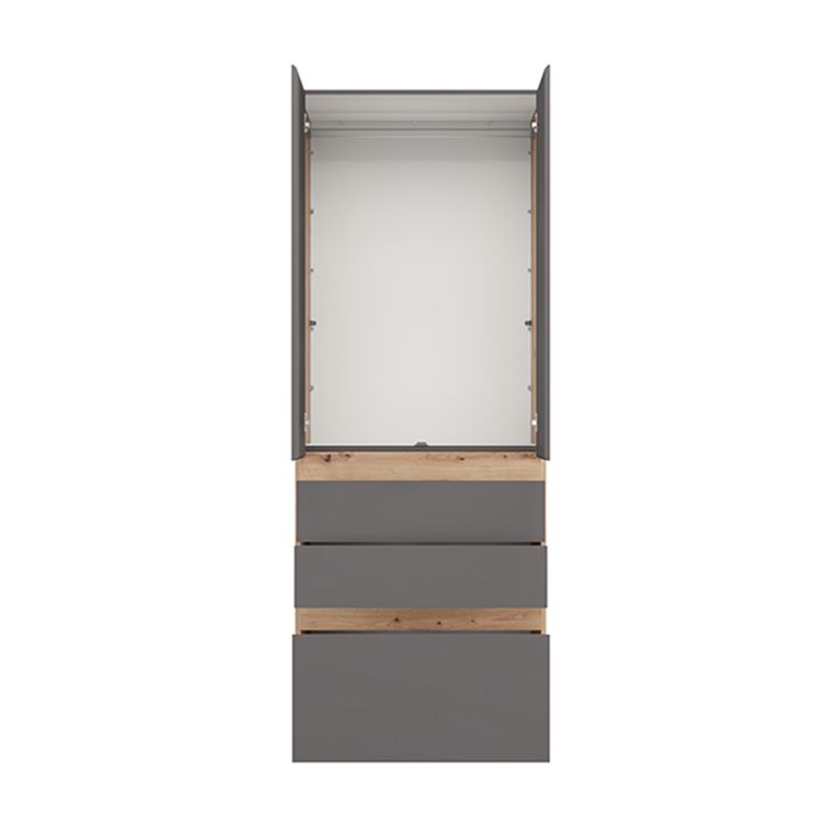 Guardaroba 2 Ante Nero Antracite Marrone Rovere Nodi Appendiabiti un Ripiano 79x208h cm, 2 Ante - Venas