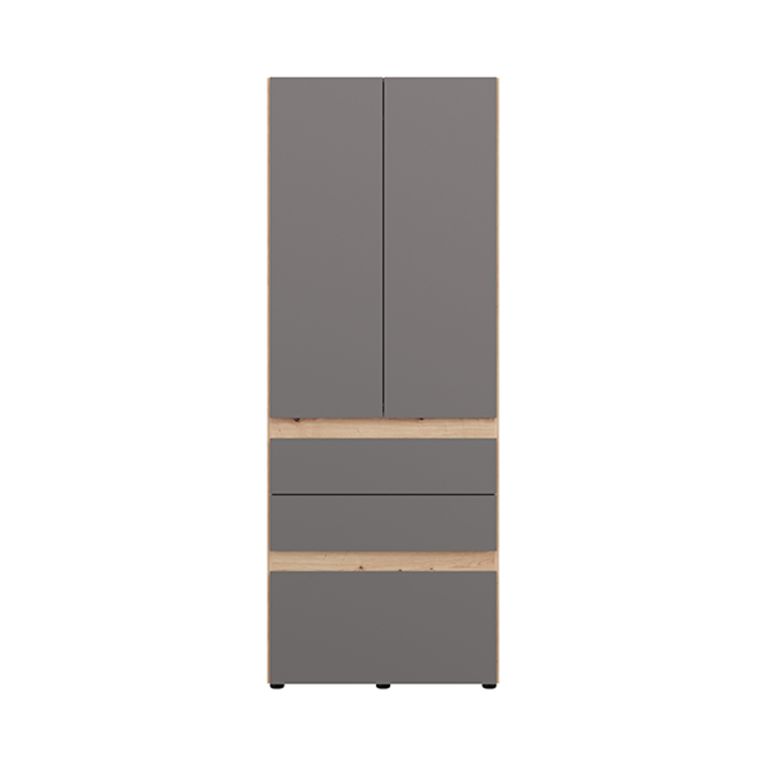 Guardaroba 2 Ante Nero Antracite Marrone Rovere Nodi Appendiabiti un Ripiano 79x208h cm, 2 Ante - Venas