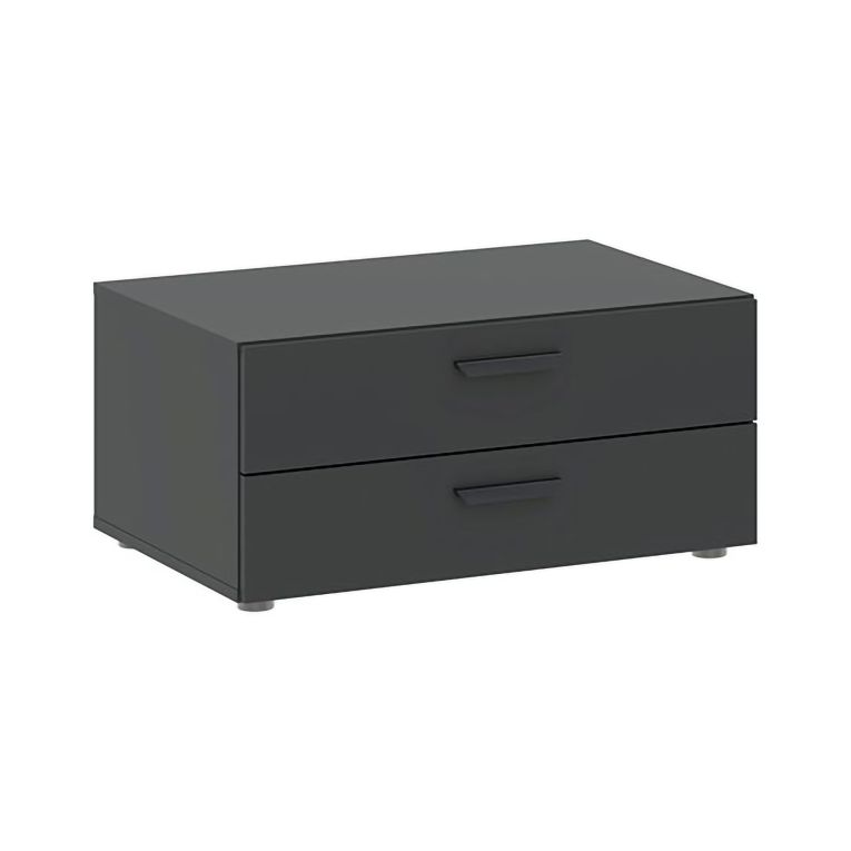 Guardaroba 2 Ante Nero Antracite Nero un Ripiano 2 Cassetti 74x214h cm, Appendiabiti - Buriasco