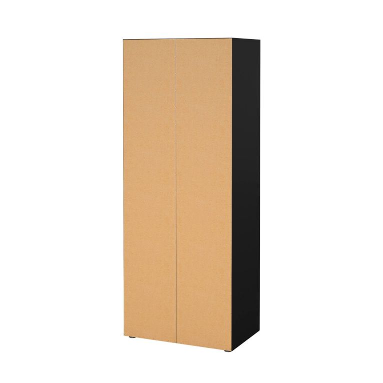 Guardaroba 2 Ante Nero Appendiabiti 5 Ripiani 78.7x200.9h cm, Apertura Battente - Argor
