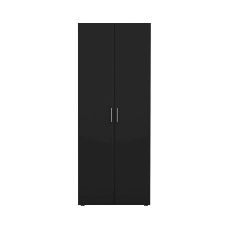 Guardaroba 2 Ante Nero Appendiabiti 5 Ripiani 78.7x200.9h cm, Apertura Battente - Argor