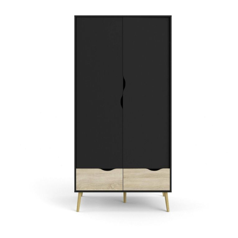 Guardaroba 2 ante nero e quercia 98x200h cm - Archilllo