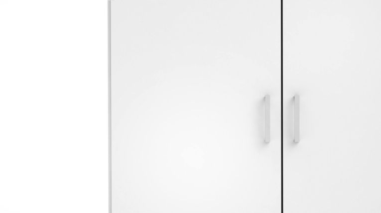 Guardaroba 2 ante Paulette, Mobile camera da letto, Cabina armadio portabiti, Armadio appendiabiti, 77x49 h175 cm, Bianco