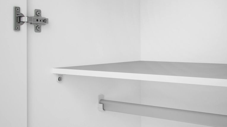 Guardaroba 2 ante Paulette, Mobile camera da letto, Cabina armadio portabiti, Armadio appendiabiti, 77x49 h175 cm, Bianco