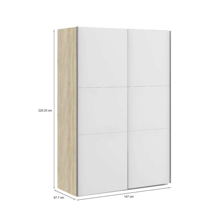 Guardaroba 2 ante quercia e bianco 147x220h cm - Almese
