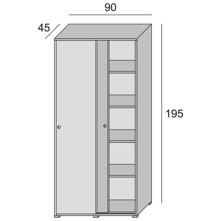 Guardaroba 2 ante rovere e bianco 90x195h cm - Alaysia
