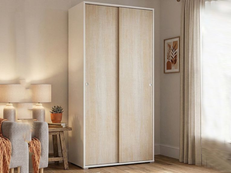 Guardaroba 2 ante rovere e bianco 90x195h cm - Alaysia