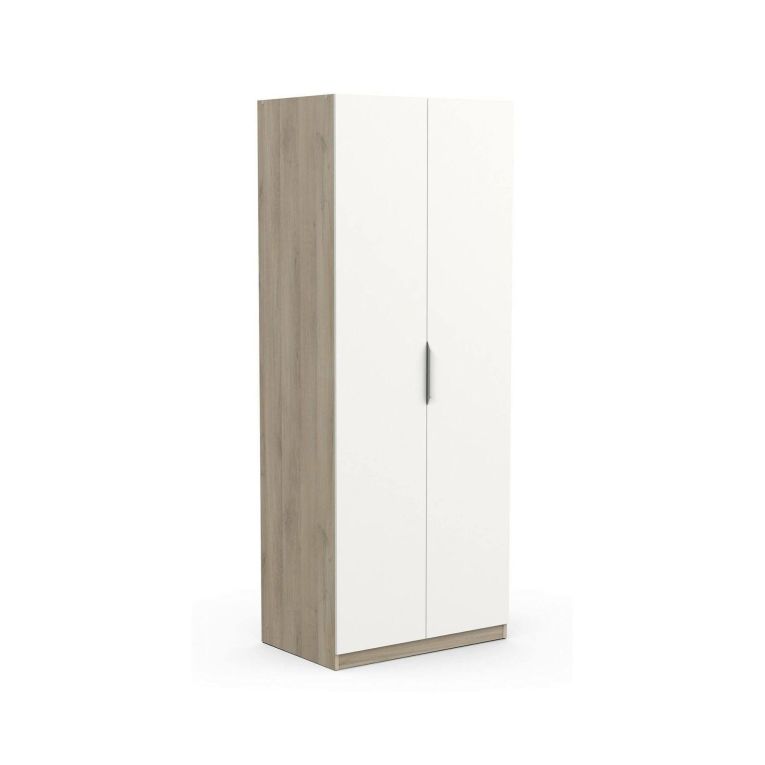 Guardaroba 2 ante rovere e bianco opaco 79x203h cm - Fioretta