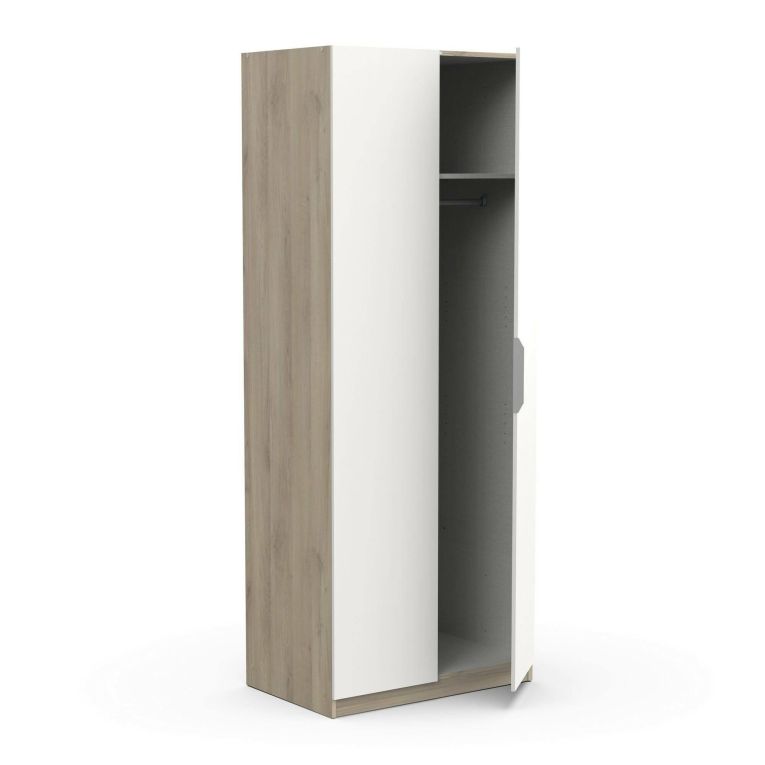 Guardaroba 2 ante rovere e bianco opaco 79x203h cm - Fioretta