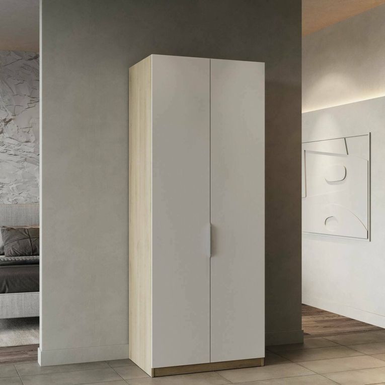 Guardaroba 2 ante rovere e bianco opaco 79x203h cm - Fioretta
