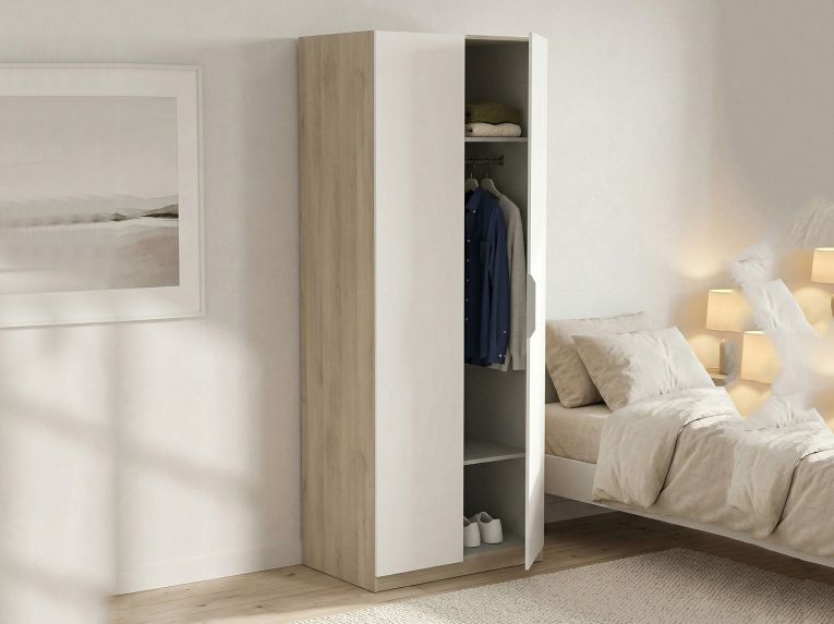 Guardaroba 2 ante rovere e bianco opaco 79x203h cm - Fioretta