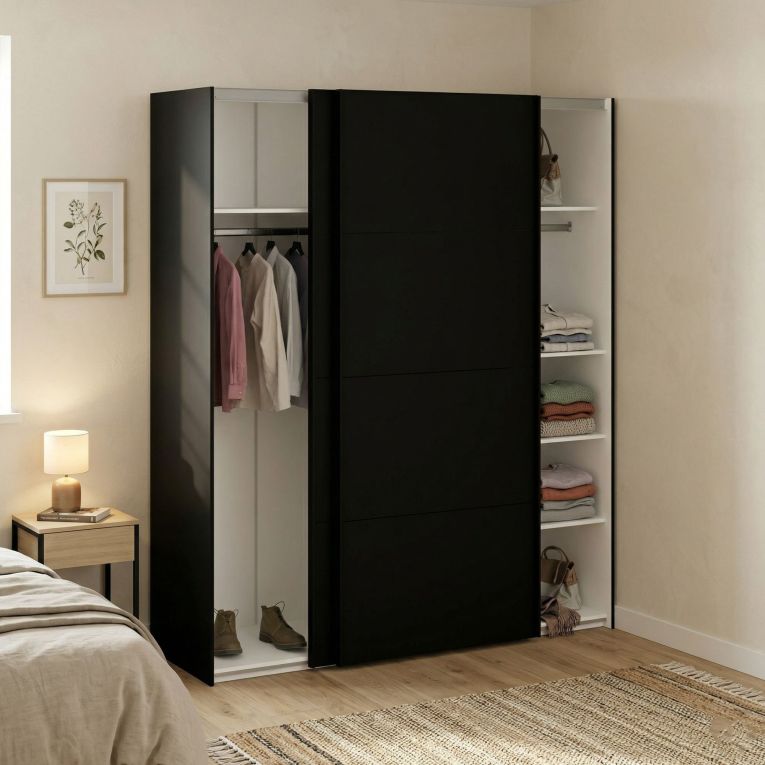 Guardaroba 2 ante scorrevoli nero 182x220h cm - Badesse