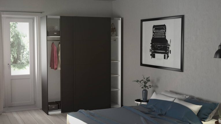 Guardaroba 2 ante scorrevoli nero 182x220h cm - Badesse