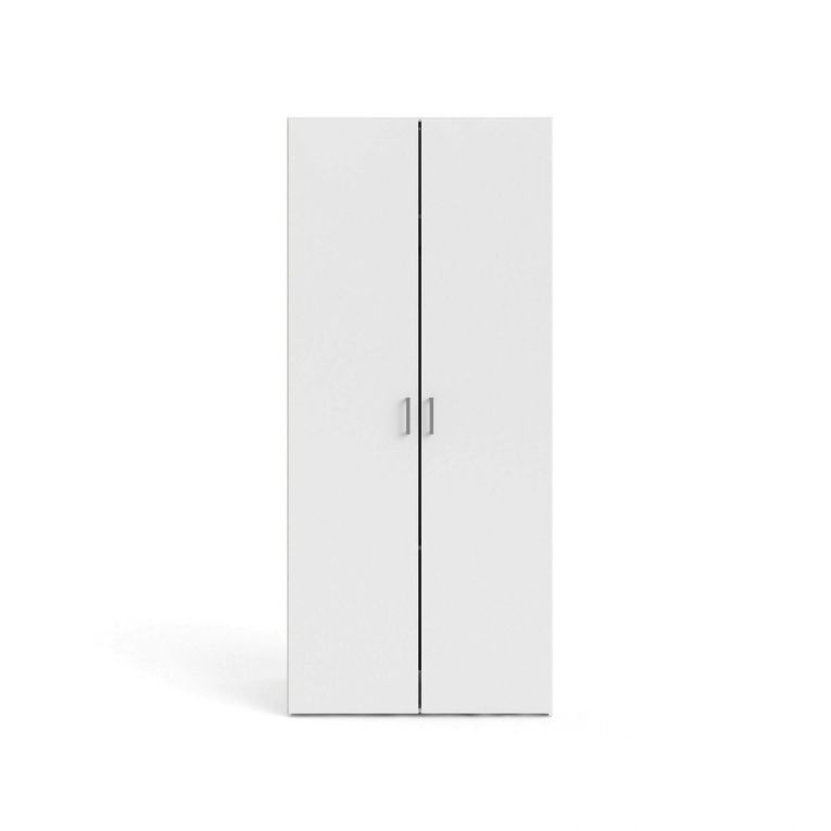 Guardaroba 2 ante Sylvie, Mobile camera da letto, Cabina armadio portabiti, Armadio appendiabiti, 50x78 h175 cm, Bianco
