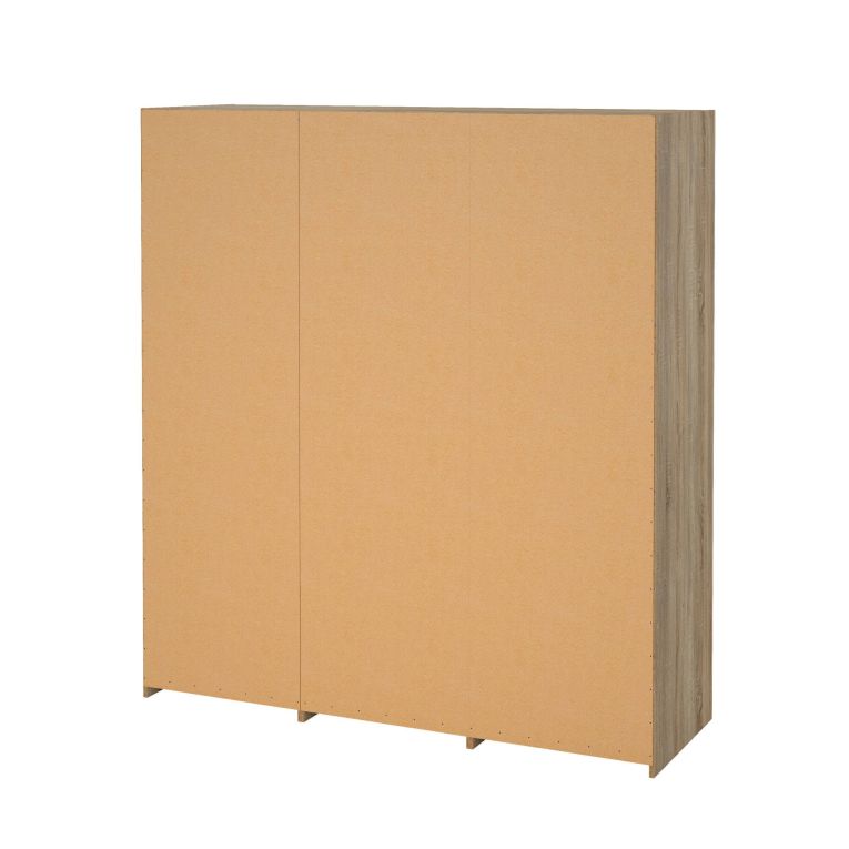 Guardaroba 3 ante Anabelle, Mobile camera da letto, Cabina armadio portabiti, Armadio appendiabiti, 181x60 h200 cm, Quercia e Bianco