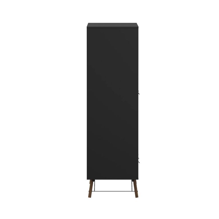 Guardaroba 3 ante Augustine, Mobile camera da letto, Cabina armadio portabiti, Armadio appendiabiti, 60x150 h200 cm, Nero e Noce